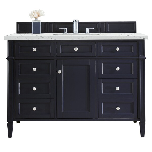 James Martin Vanities Brittany 48in Single Vanity, Victory Blue w/ 3 CM Ethereal Noctis Quartz Top 650-V48-VBL-3ENC - main